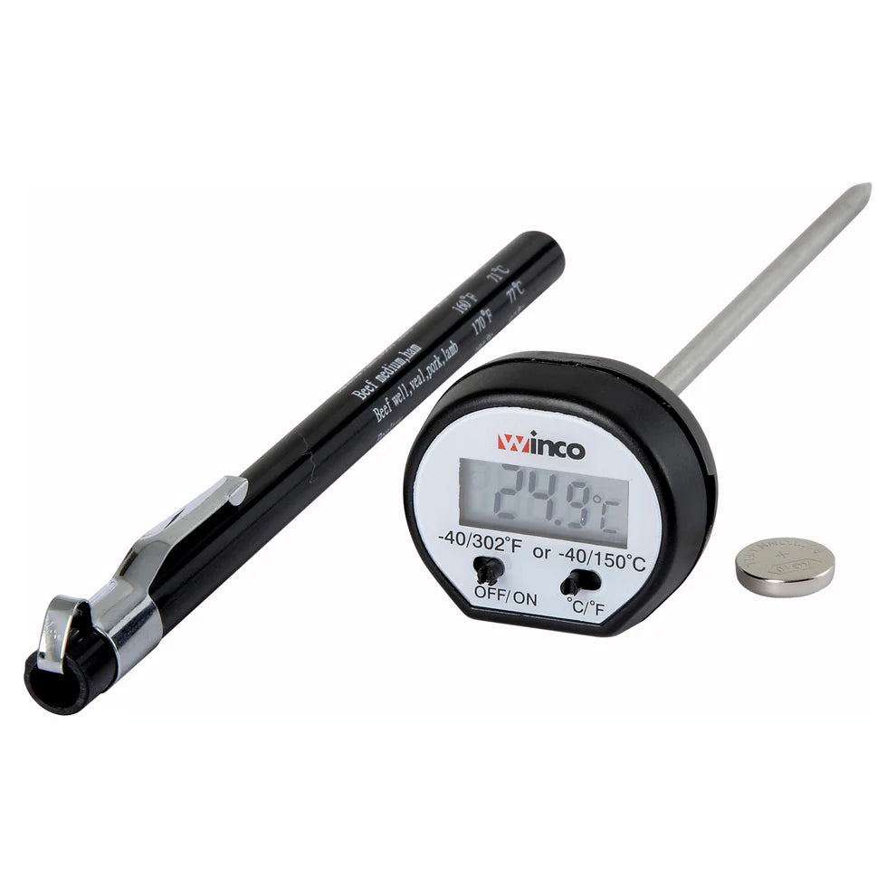 Winco TMT-DG1, 15/16" LCD, 4-3/4" Probe, Black Digital Thermometer