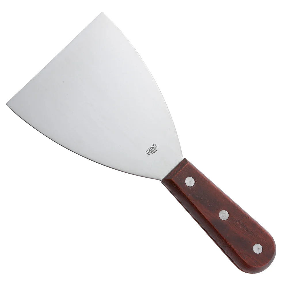 Winco TN54, 4-5/8" x 3" Blade, Mirror Finish Wooden Hdl Scraper, EA