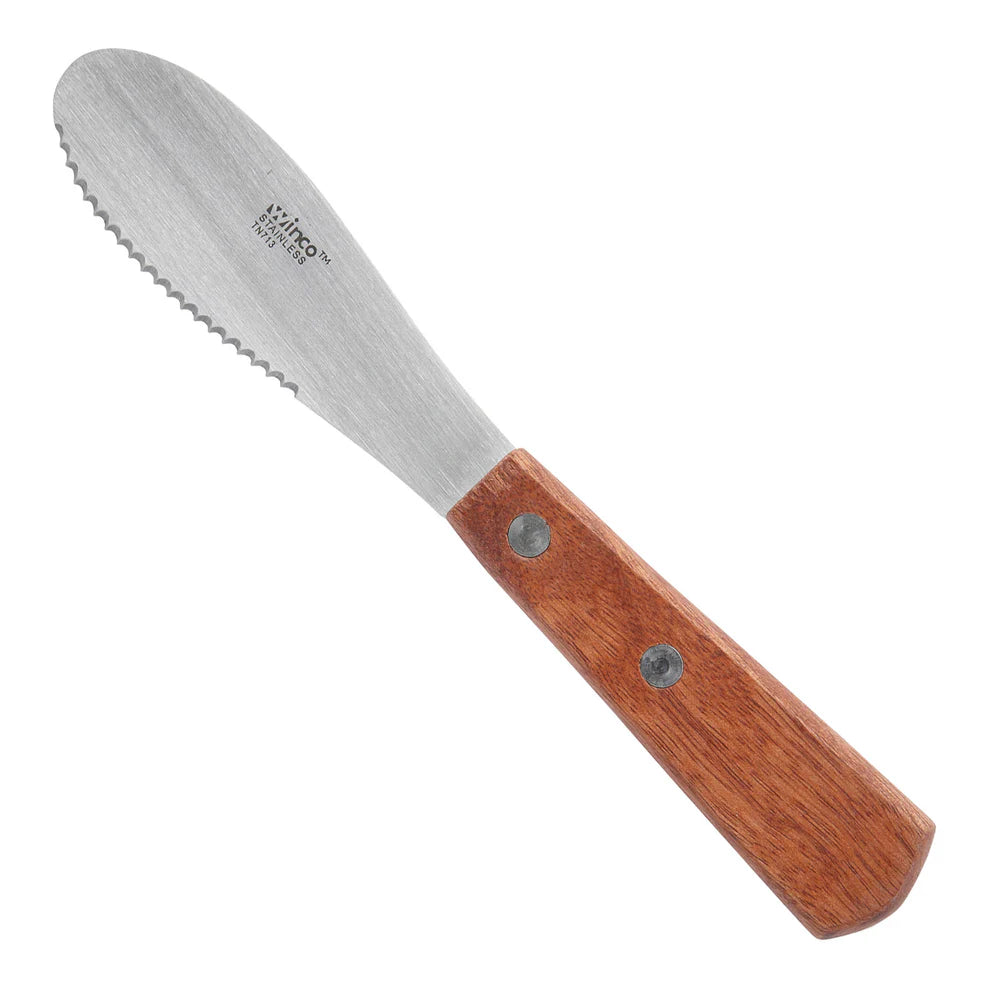 Winco TN713, 3-3/4" x 1-3/16" Blade Wooden Hdl Sandwich Spreader, EA