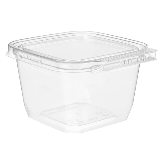 16oz Tamper Resistant Clear Plastic Meal Prep Food Container Square