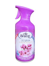 Air Breeze Tropical Flower 8.5 oz trigger air freshener spray bottle.
