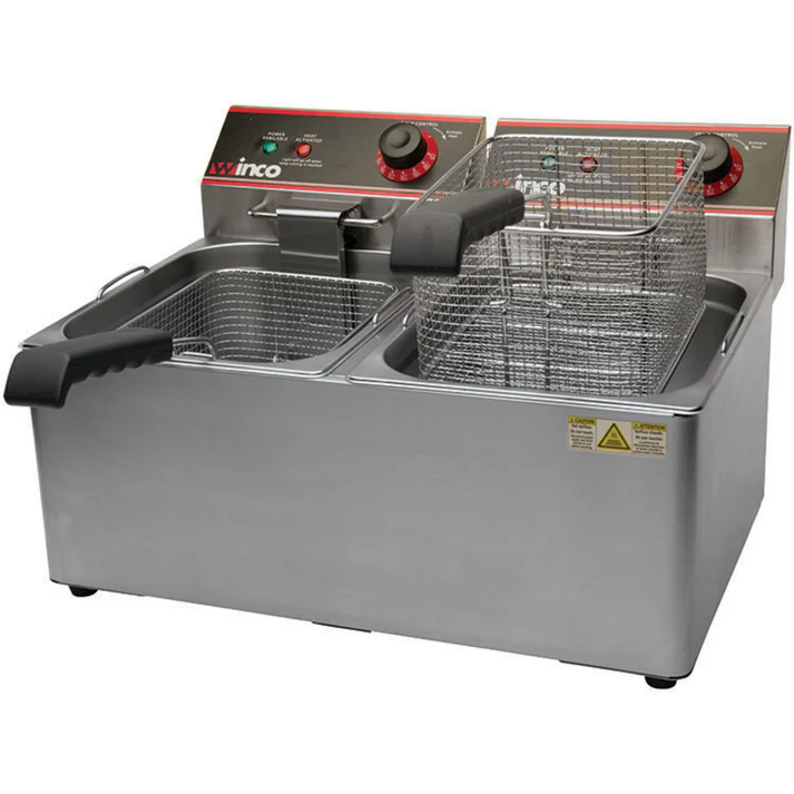 (Single Well, Twin Well) Electric Fryer 1/Pack electric countertop deep fryer features 2 independent frying wells ideal for frying vegetables, chicken, french fries and more. This commercial-grade deep fryer features (2) powerful 1750 watt heating elements that ensure fast heating and quick temperature recovery ideal for daily use in restaurants, concessions stands, fast food and more. Steel fryer wells come with covers and can be easily removed for quick cleanup.