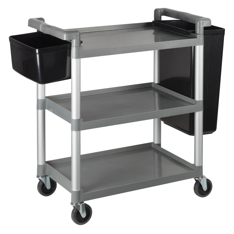Winco UC-2415G to 3019K, 3-Tier Gray & Black Plastic Utility Cart