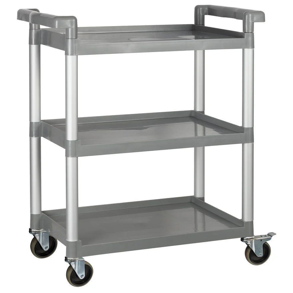 Winco UC-2415G to 3019K, 3-Tier Gray & Black Plastic Utility Cart