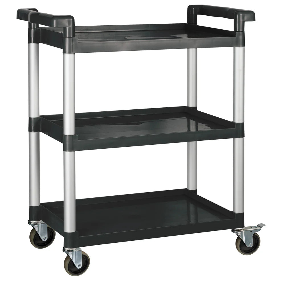 Winco UC-2415G to 3019K, 3-Tier Gray & Black Plastic Utility Cart