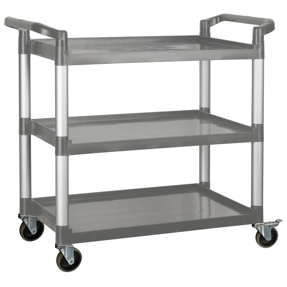 Winco UC-2415G to 3019K, 3-Tier Gray & Black Plastic Utility Cart