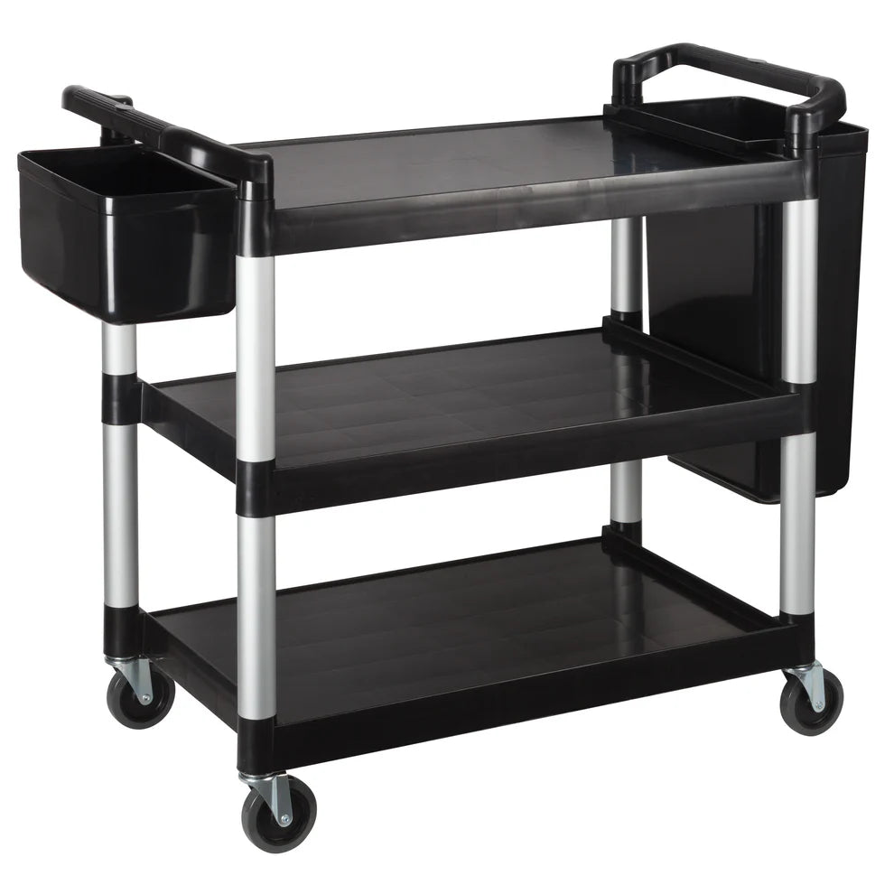 Winco UC-2415G to 3019K, 3-Tier Gray & Black Plastic Utility Cart