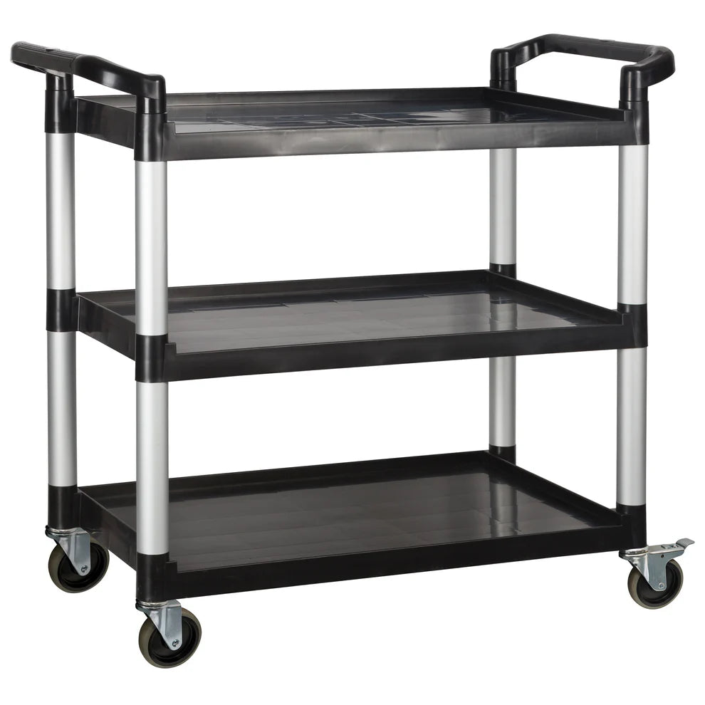 Winco UC-2415G to 3019K, 3-Tier Gray & Black Plastic Utility Cart