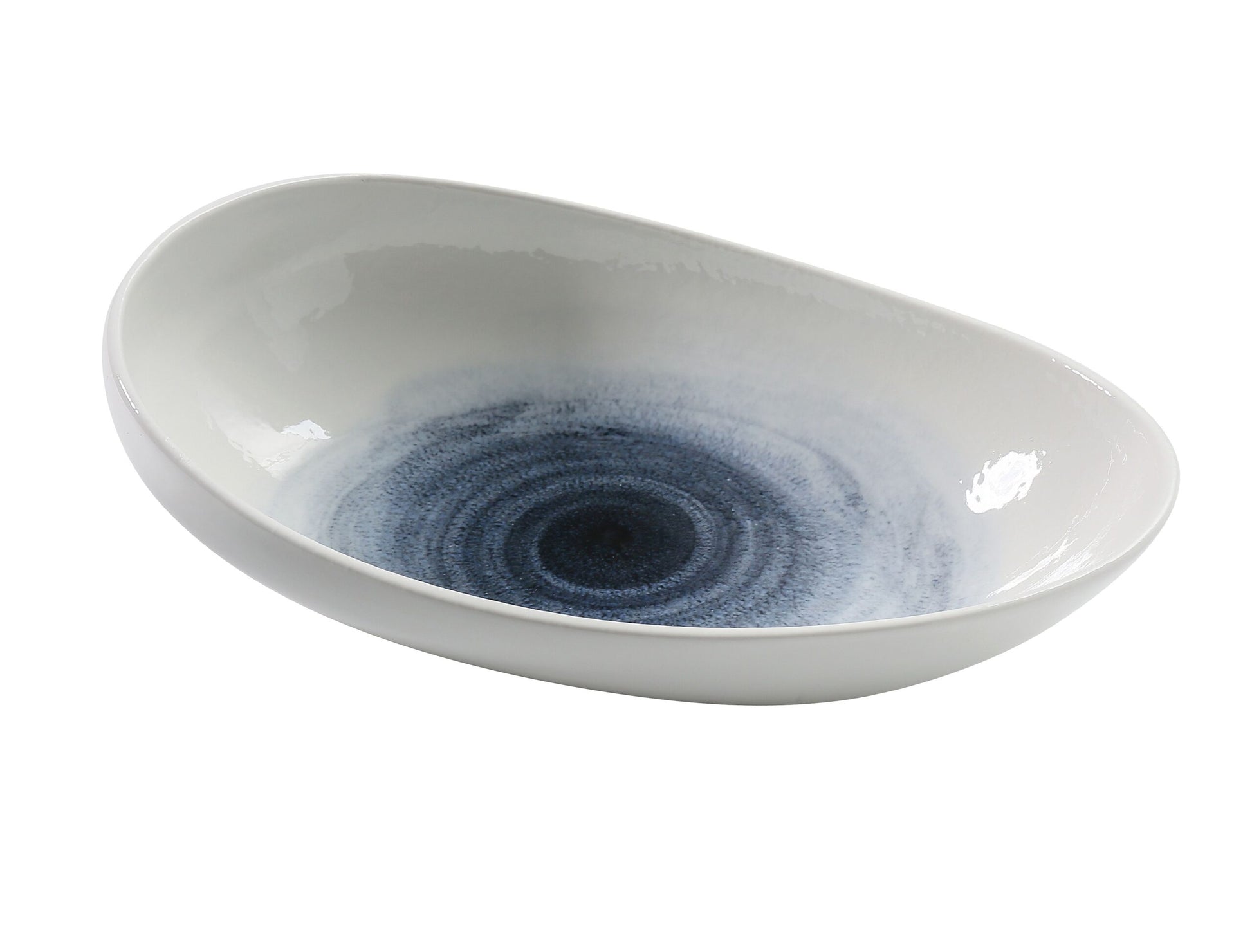 Yanco Boat Shape Plate UN-411 brings a striking artistic touch to modern dining with its flowing curved silhouette and deep cosmic blue swirl. This versatile 45 oz vessel is ideal for pastas, salads, entrées, shared dishes, and elevated presentations in restaurants, hotels, catering services, or contemporary home tables. Its smooth boat-shaped design naturally frames food, creating a dynamic plating experience that feels both elegant and bold.