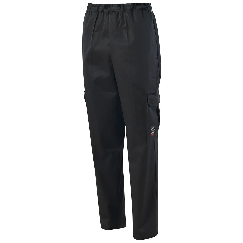 Winco UNF-11KL to 11KXXL, S to2XL Black Cargo Chef Pants, EA