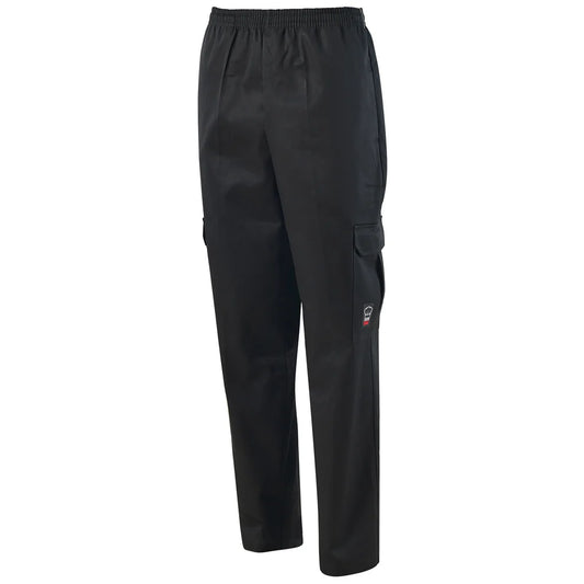 Winco UNF-11KL to 11KXXL, S to2XL Black Cargo Chef Pants, EA