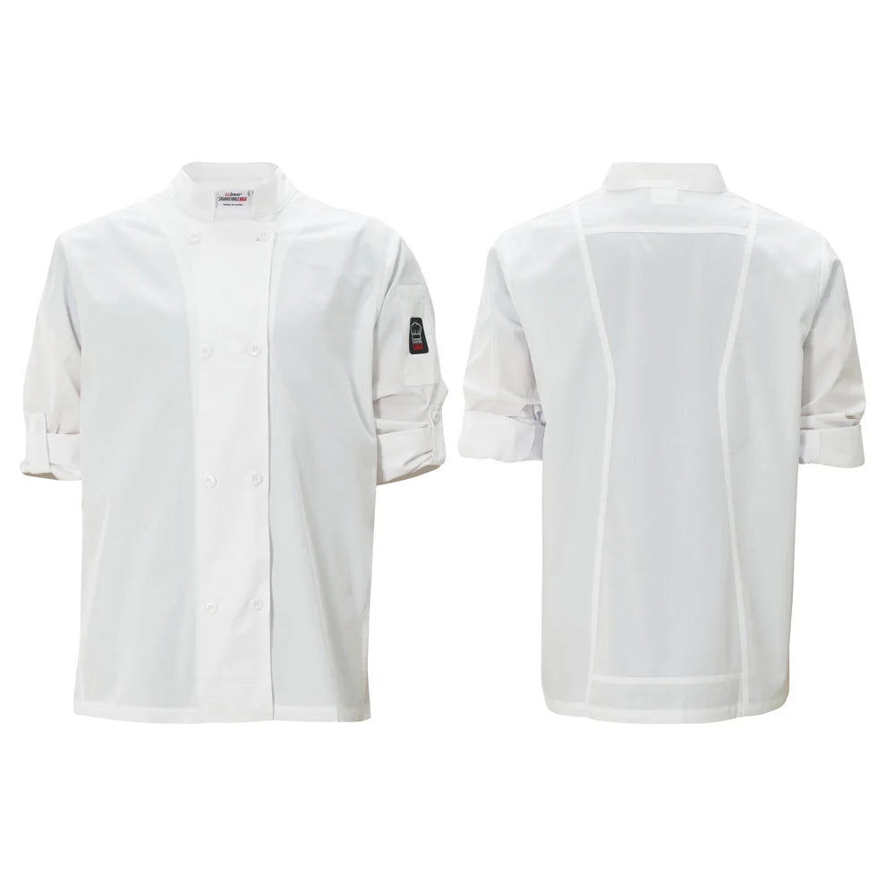 Winco UNF-12K3XL to 12WXXL, S-3XL Black/White Ventilated Chef Jacket
