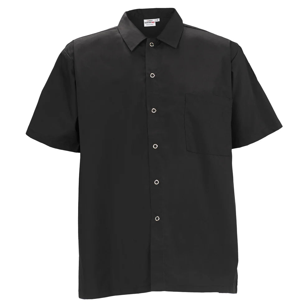 Winco UNF-1K3XL - 1WXXL, S-4XL Black/White Short Sleeve Cook Shirt, EA