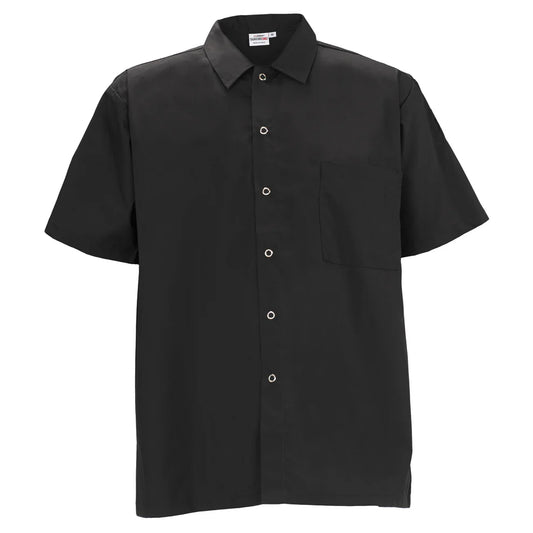 Winco UNF-1K3XL - 1WXXL, S-4XL Black/White Short Sleeve Cook Shirt, EA