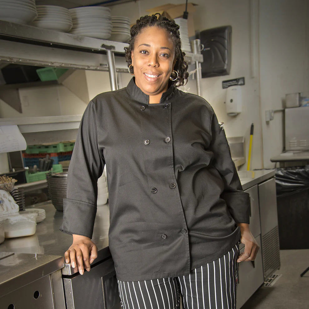 Winco UNF-6K3XL to 6WXXL, S-4XL B/R/W Tapered Chef Men's Jacket, EA