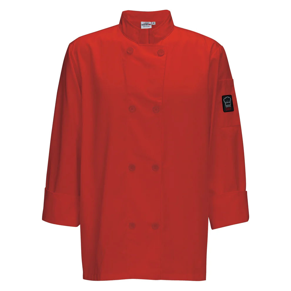 Winco UNF-6K3XL to 6WXXL, S-4XL B/R/W Tapered Chef Men's Jacket, EA