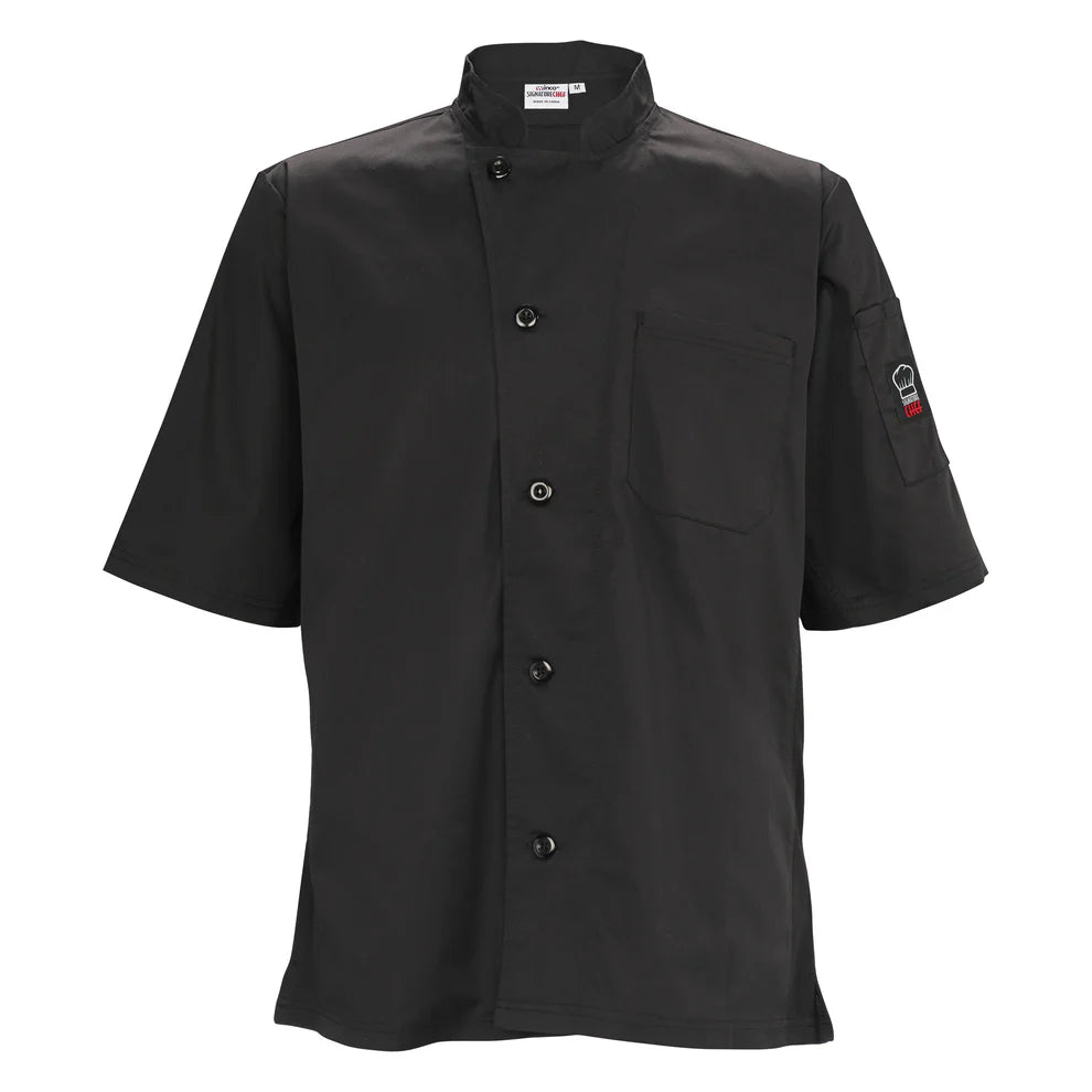 Winco UNF-9K3XL to 9WXXL, S-3XL Short Sleeve B/W Ventilated Cook Shirt