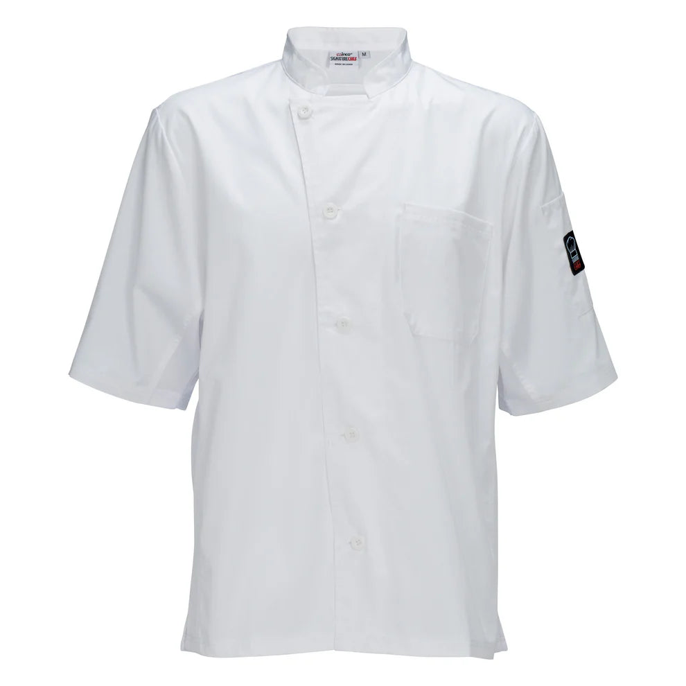 Winco UNF-9K3XL to 9WXXL, S-3XL Short Sleeve B/W Ventilated Cook Shirt