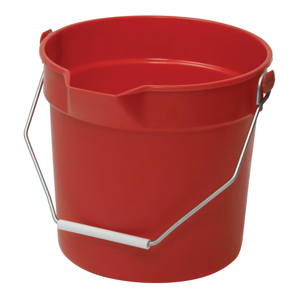 Winco UPP-10G to 14R, 10/14 Qt PP Red/Gray Utility Pail w/ Pour Spout