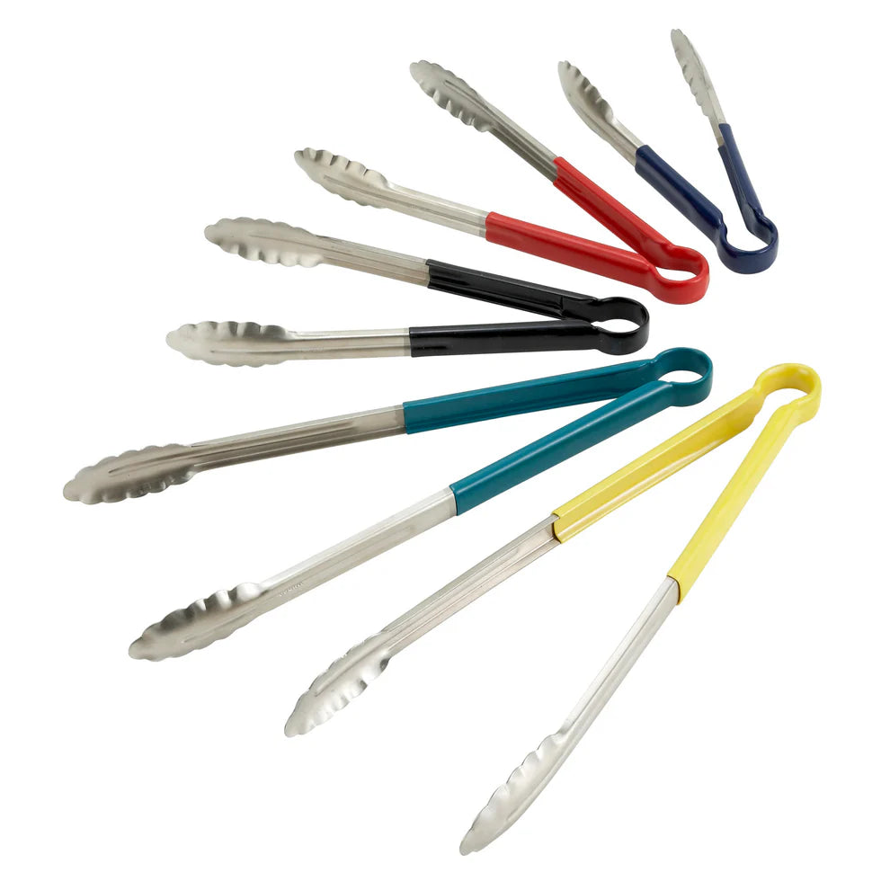 Winco UT-12HP-B to 9HP-Y, 9-16" S/S PP Hdl Diff. Color Utility Tong