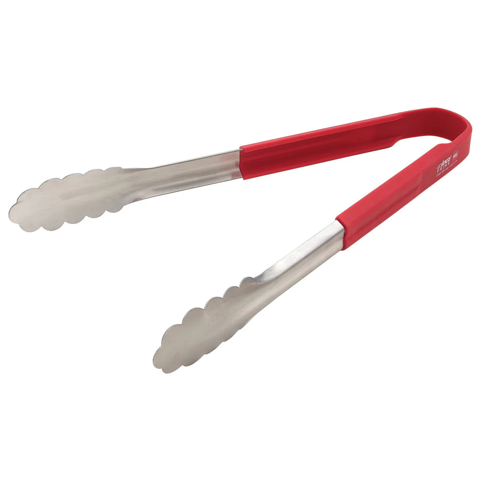 Winco UTSH-12B to 9R, 12 & 9.5" SS Colored Silicone Handle Tongs, NSF