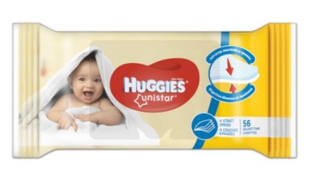 Huggies Baby Wipes Unistar Pink, 56 ct pack, gentle wipes for hands, face, and diaper area.