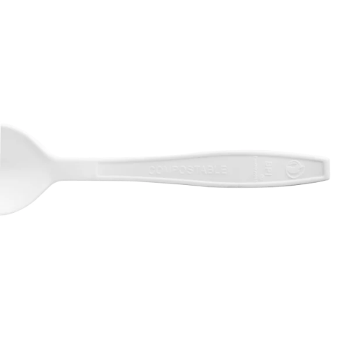 Natural Beige CPLA Medium Weight Disposable Soup Spoons For Dining & Catering