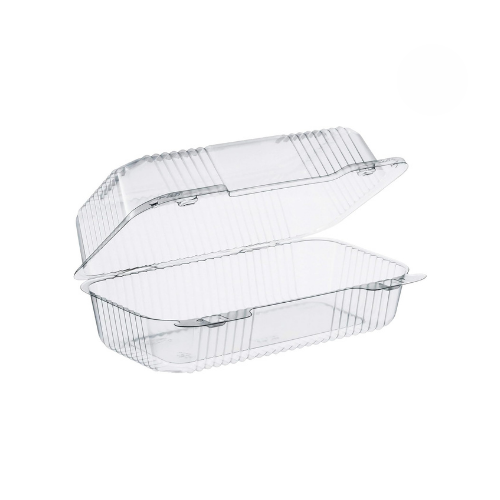 9 x 5.38 x 3.5 Inch Oblong Clear Pet Hinged Clamshell Takeout Container