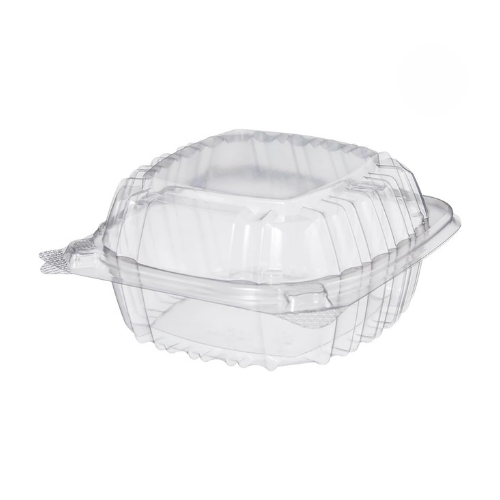 5.38 x 5.25 Inch Clear Plastic Clamshell Hinged Sandwich Container