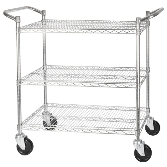 Winco VCCD-1836B/2448B, 3-Tier Chrome Shelving Cart, W/ Brake