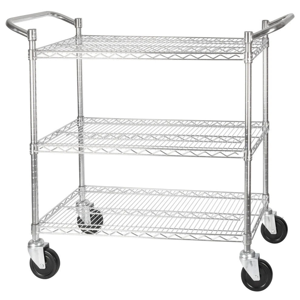 Winco VCCD-1836B/2448B, 3-Tier Chrome Shelving Cart, W/ Brake