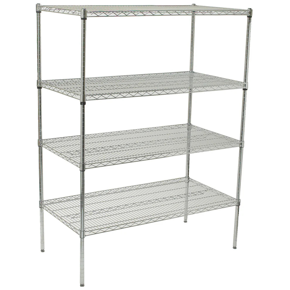 Winco VCS-1836 to 2448, 4-Tier Chrome Wire Shelving Set, NSF