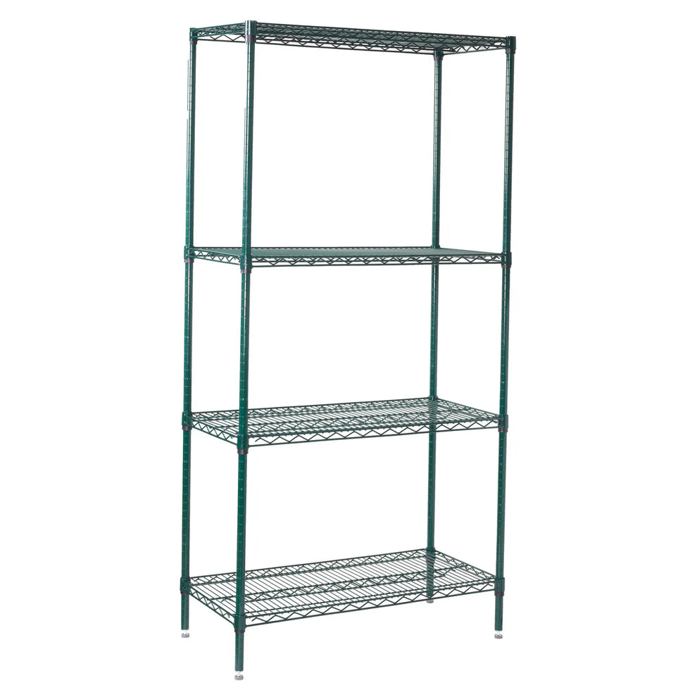 Winco VEXS-1836 to 2448, 4-Tier Epoxy Coated Wire Shelving Set