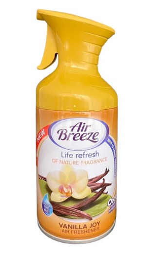 Air Breeze Vanilla Joy 8.5 oz trigger air freshener spray bottle.
