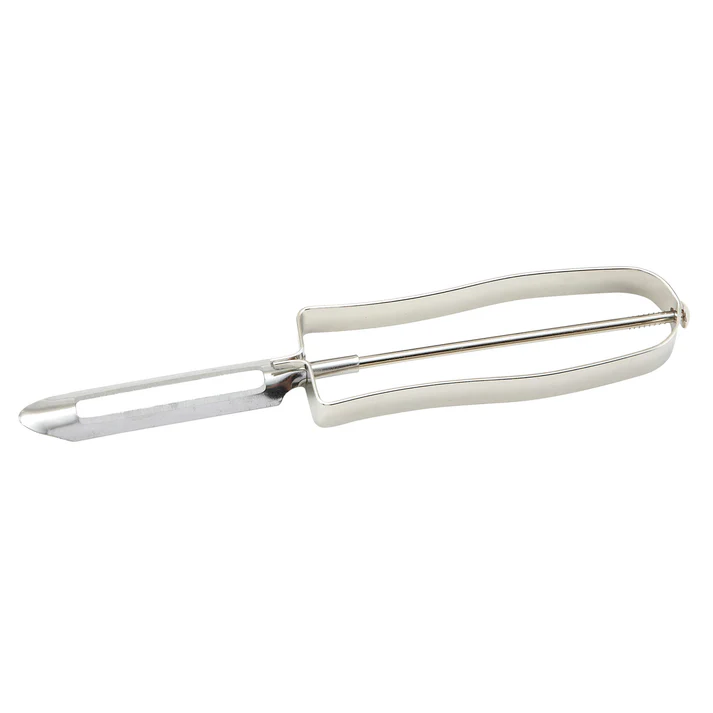 Vegetable Peeler 6/Pack built with a double-edged swivel blade, this peeler easily glides through even the toughest fruits and vegetables. For added convenience, this vegetable peeler has a contoured nickel-plated handle for a comfortable grip. Great to use for peeling potatoes, carrots and more.
