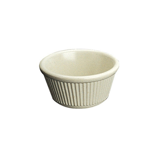 Yanco Fluted Ramekin NC-533B is the perfect addition to any restaurant or home kitchen. This beautiful, round, fluted ramekin has a 4 oz. capacity and measures 3-3/8" in diameter and 1-1/2"H, making it the perfect size for serving individual portions of your favorite dishes. Crafted from extra heavy-duty melamine, this ramekin is built to withstand the rigors of a busy kitchen. Its bone white color adds a touch of elegance to any table setting.