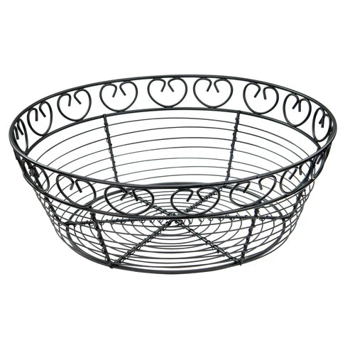 Winco WBKG-10R, 10" Round Black Wire Bread/Fruit Basket