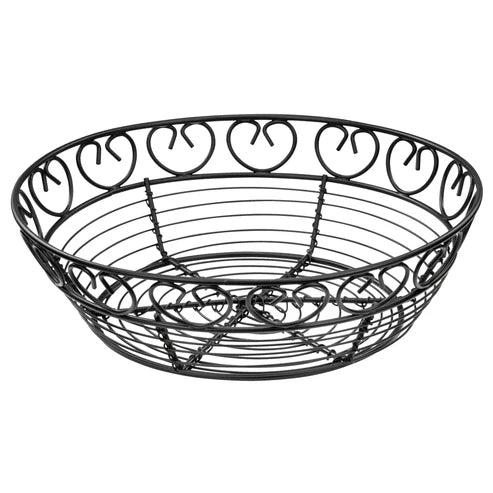 Winco WBKG-8R, 8" Round Black Wire Bread/Fruit Basket