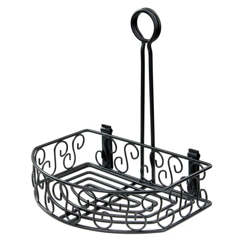 Winco WBKH-6SB 8-1/4" x 6-1/4", Black Wire Oblong Condiment Caddy
