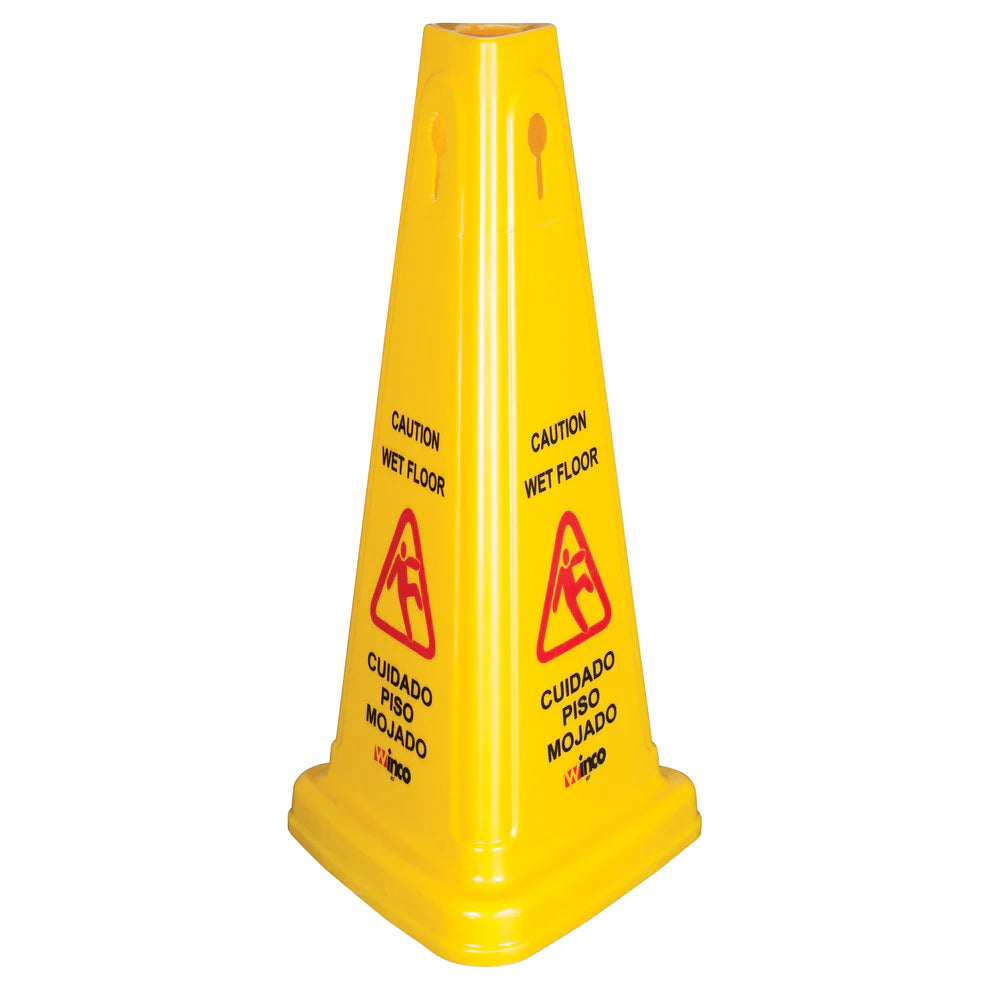 Winco WCS-27T, Yellow Cone-shaped Wet Floor Caution Sign