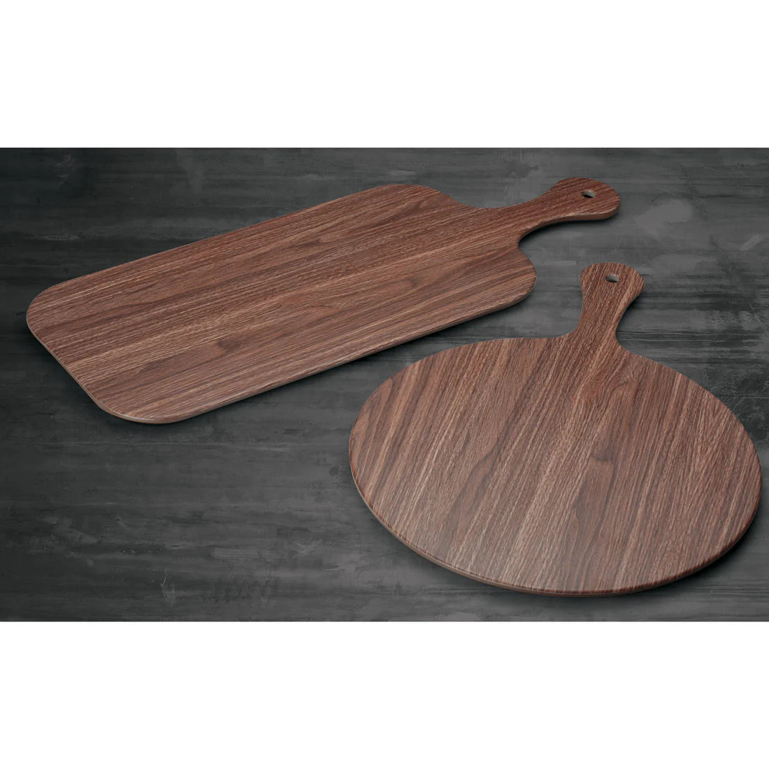 Winco WDM002-401/402, 12pcs Rectangular & Round Wood Melamine Platter