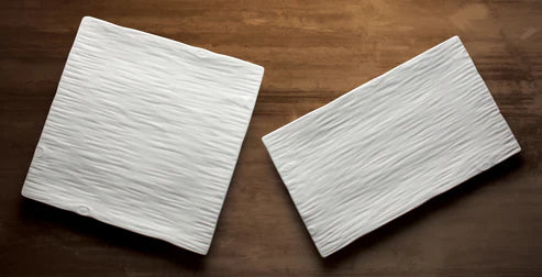 Winco WDP002-205-207, 2-3pcs Creamy White Porcelain Square Platter
