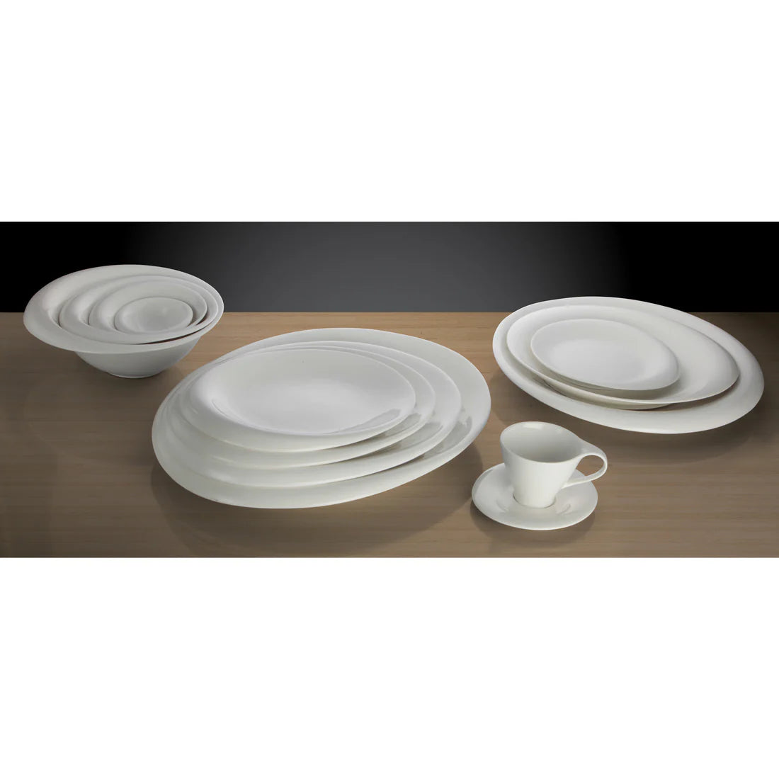 Winco WDP004-209-213, 6-24pcs Creamy White Porcelain Oval Bowl
