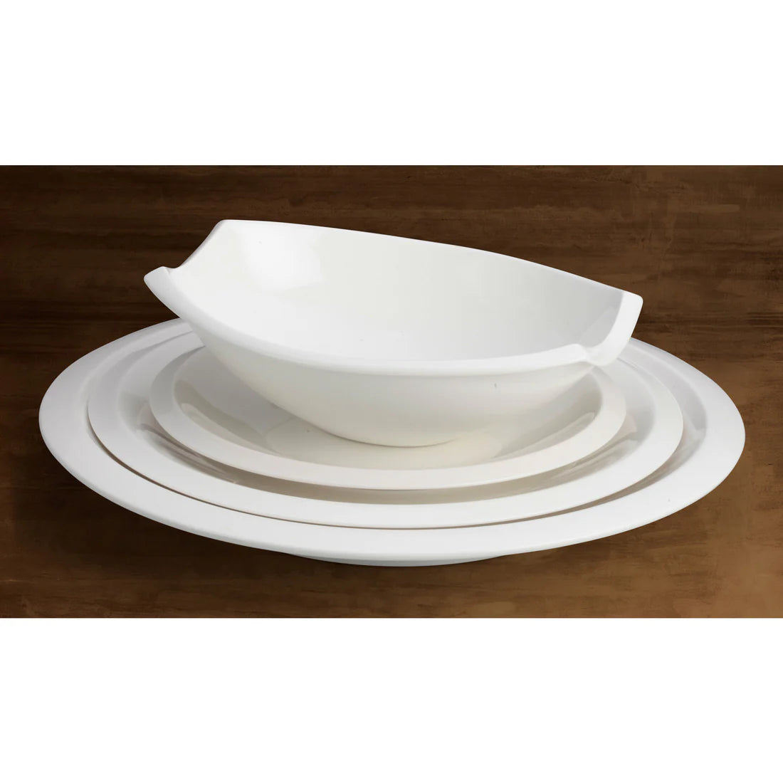 Winco WDP006-204-206, 12-36pcs Creamy White Porcelain Oval Bowl