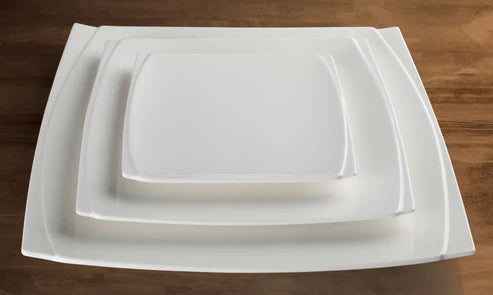 Winco WDP009-101-103, 6-24pcs Bright White Porcelain Square Platter