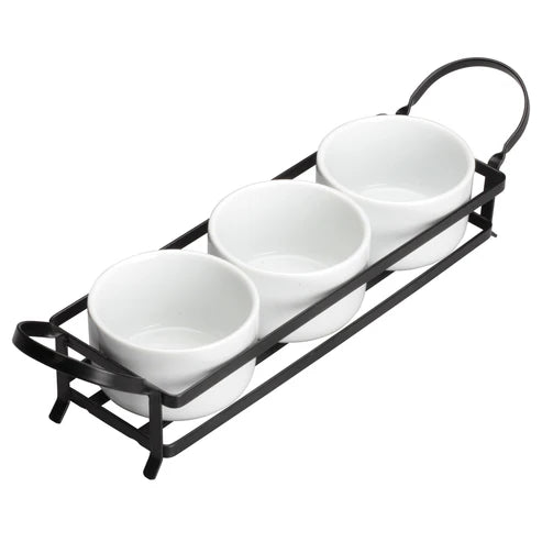 Winco WDP014-101, 12sets Bright White Porcelain Trio Set with Stand