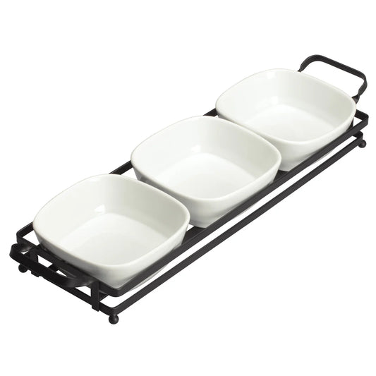 Winco WDP014-102, 12sets Bright White Porcelain Trio Set with Stand