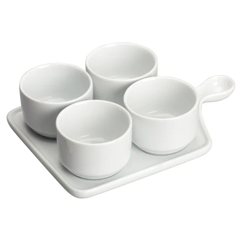 Winco WDP016-102, 12sets Bright White Porcelain Quartet Tapas Set