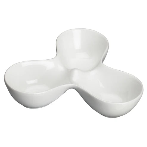 Winco WDP017-103, 24pcs Bright White Porcelain Trio Caddy Bowl