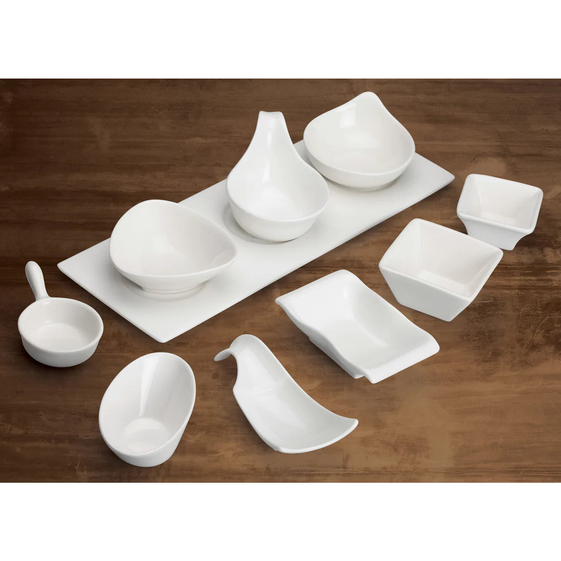 Winco WDP021-109, 24pcs Bright White Porcelain Trio Tray